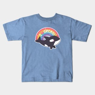 Cute I Love Orcas Rainbow Kids T-Shirt